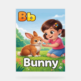 Letter B Alphabet Poster – B is for Bunny – Cute