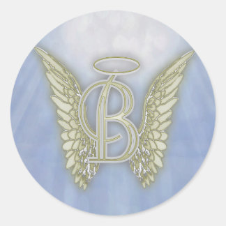 Letter B Angel Monogram Runder Aufkleber