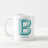 Letter B Aquamarin Monogram Moderner Name Kaffeetasse (Links)