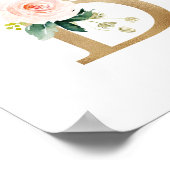 Letter B Blush Floral Monogram Imitate Gold Foil Poster (Ecke)