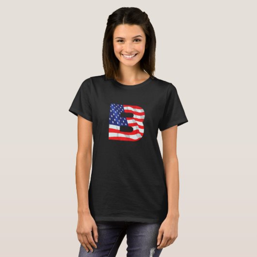 Letter B Capital Alphabet Usa American Flag Monogr T-Shirt (Vorne ganz)