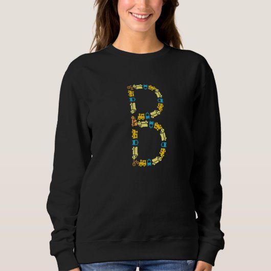Letter B Capital Initial Monogram Trucks Transport Sweatshirt (Vorderseite)