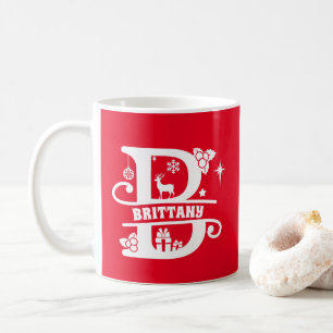 Letter B Christmas Monogram, Anfangsname Rot Kaffeetasse