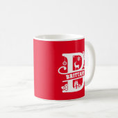 Letter B Christmas Monogram, Anfangsname Rot Kaffeetasse (VorderseiteRechts)