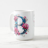 Letter B Coffee Tasse - Blumendesign für Geschenke (Vorderseite Links)