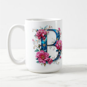 Letter B Coffee Tasse - Blumendesign für Geschenke