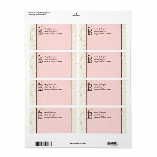 Letter B Cupcake Business Address Mailing Labels (Vorne)