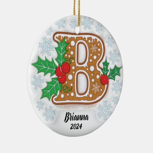 Letter B Custom Christmas Monogram Ornament (Rechts)