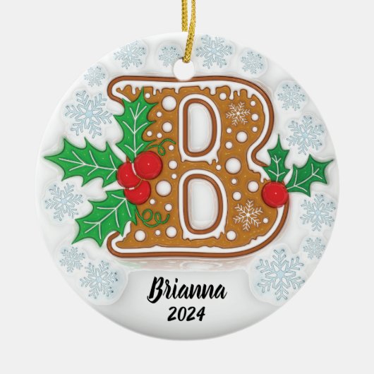 Letter B Custom Christmas Monogram Ornament (Vorne)
