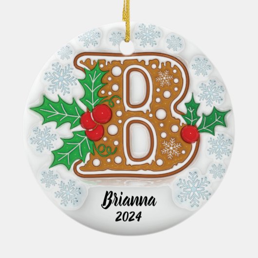 Letter B Custom Christmas Monogram Ornament (Hinten)