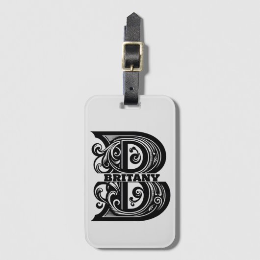 Letter B Custom Monogram Gepäckanhänger (Vorderseite Vertikal)