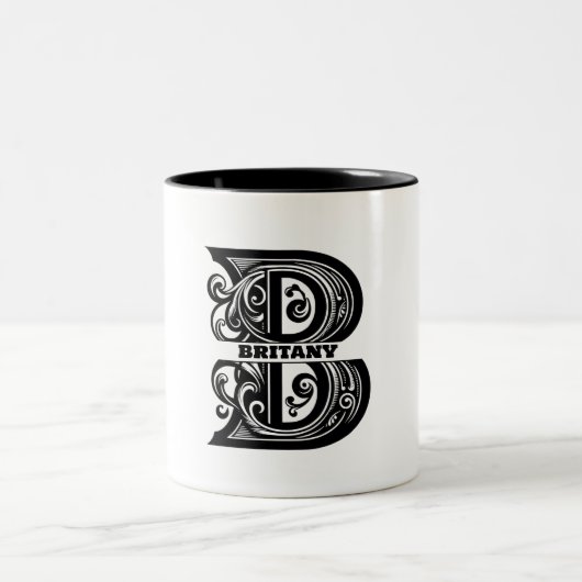Letter B Custom Monogram Zweifarbige Tasse (Mittel)