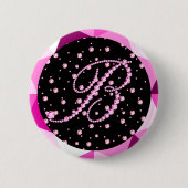 Letter B Diamonds Monogram Pink Diamond Muster Button (Vorderseite)