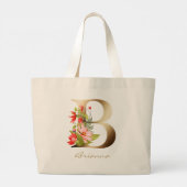 Letter B Elegant Floral Gold Monogram Jumbo Stoffbeutel (Rückseite)