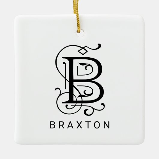 Letter B Elegant Monogram Christmas Ornament (Vorderseite)