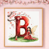 Letter B Fairy Art Poster - Cherry Blossoms