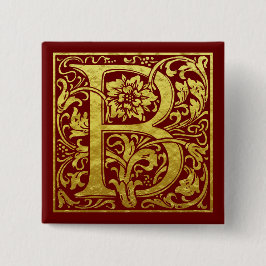 Letter B First Letter Imitate Gold Red Button