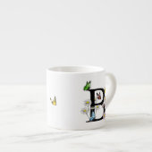 Letter B Floral Butterfly Monogramm Espressotasse (Vorderseite Rechts)