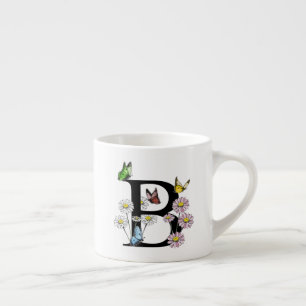 Letter B Floral Butterfly Monogramm Espressotasse