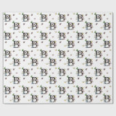 Letter B Floral Watercolor Butterfly Monogramm Geschenkpapier (Flach)