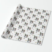 Letter B Floral Watercolor Butterfly Monogramm Geschenkpapier (Ungerollt)