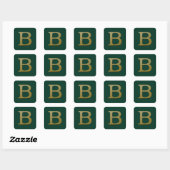 Letter B Gold Square Sticker (Blatt)