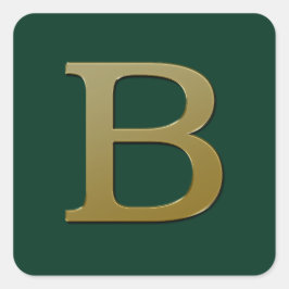 Letter B Gold Square Sticker