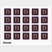 Letter B Gold Square Sticker (Blatt)