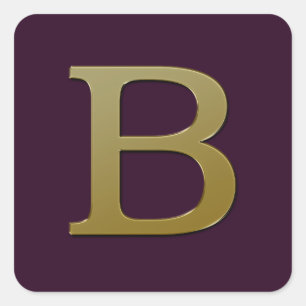 Letter B Gold Square Sticker