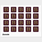 Letter B Gold Square Sticker (Blatt)