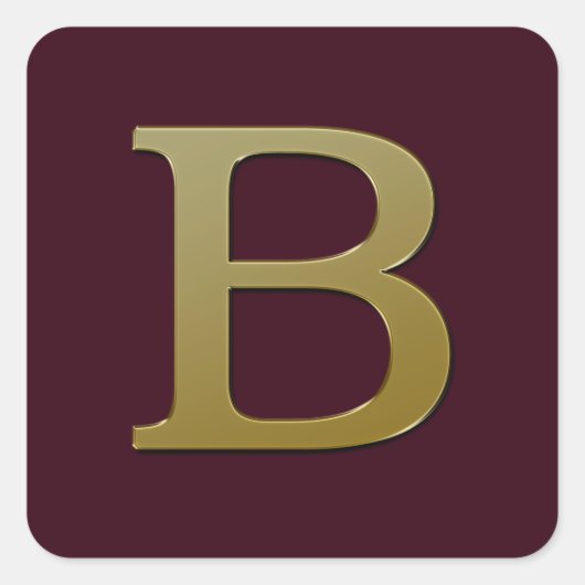 Letter B Gold Square Sticker (Vorderseite)