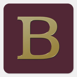 Letter B Gold Square Sticker