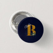 Letter B Golden Monogramm Button (Vorne & Hinten)