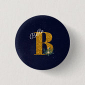 Letter B Golden Monogramm Button (Vorderseite)