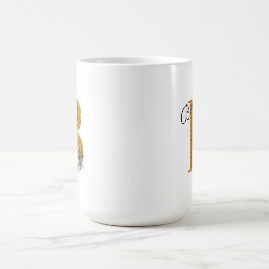 Letter B Golden Monogramm  Kaffeetasse (Mittel)