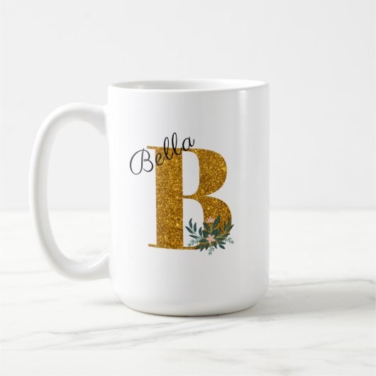 Letter B Golden Monogramm Kaffeetasse (Links)