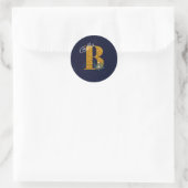 Letter B Golden Monogramm Runder Aufkleber (Tasche)