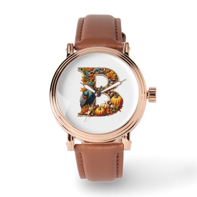 Letter B in Thanksgiving style Armbanduhr (Vorderseite)