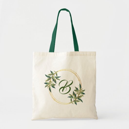 Letter B Leinwand Tote Bag - Wreath Twig Corolla Tragetasche (Vorne)