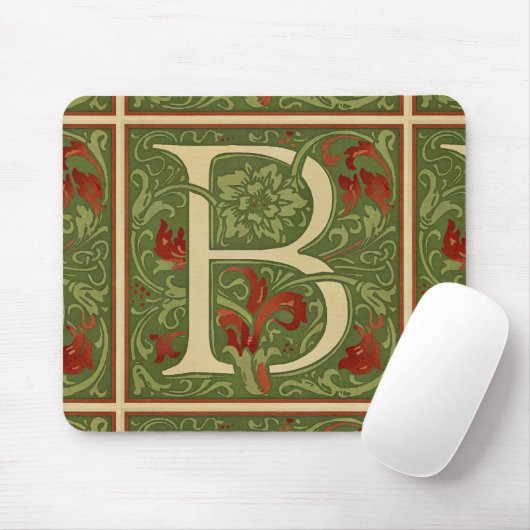 Letter B Mitte des Jahrhunderts Alphabet Jugendsti Mousepad (Mit Mouse)