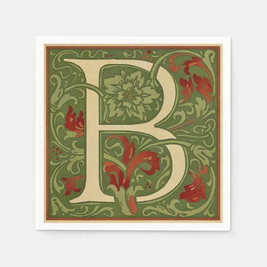 Letter B Mitte des Jahrhunderts Alphabet Jugendsti Serviette (Vorderseite)