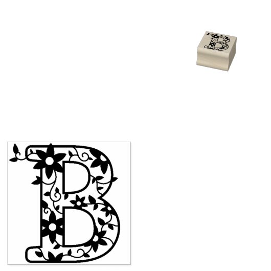 Letter B Monogram Floral Gummistempel (Stempel)