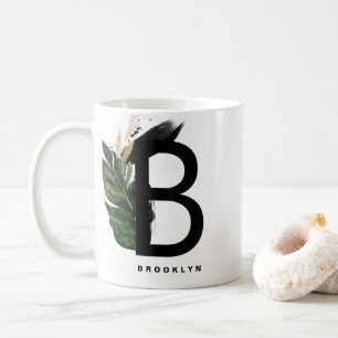Letter B Monogram Gold Foil Tropical Personalisier Kaffeetasse