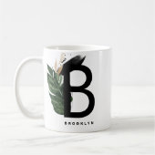 Letter B Monogram Gold Foil Tropical Personalisier Kaffeetasse (Links)