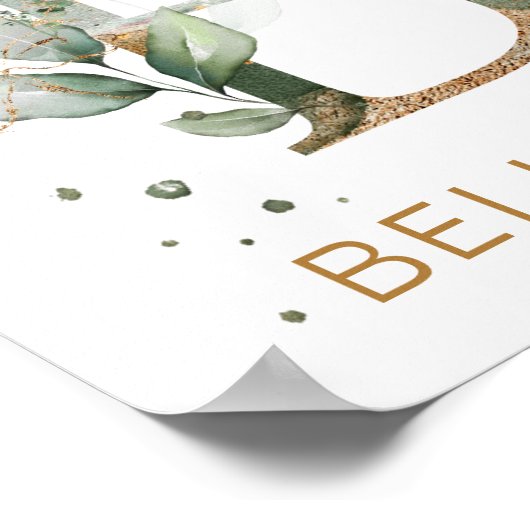 Letter B Monogram Green & gold foliing Kinderzimme Poster (Ecke)