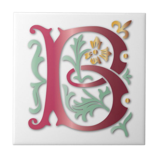 Letter B Monogram-Lilie Fliese (Vorderseite)