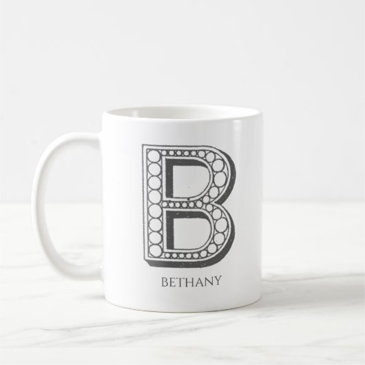 Letter B Monogram Modern Name Kaffeetasse (Links)