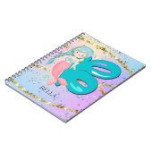 Letter B Monogram Watercolor Niedlich Mermaid Kind Notizblock (Linke Seite)