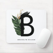 Letter B Monogramm | Gold Foil Tropical Monogram Mousepad (Mit Mouse)