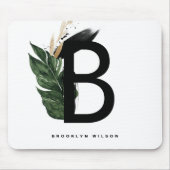Letter B Monogramm | Gold Foil Tropical Monogram Mousepad (Vorne)